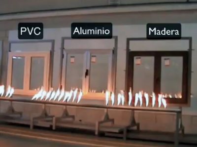 Test de simulación de ventanas en madera, pvc y aluminio en caso de incendio